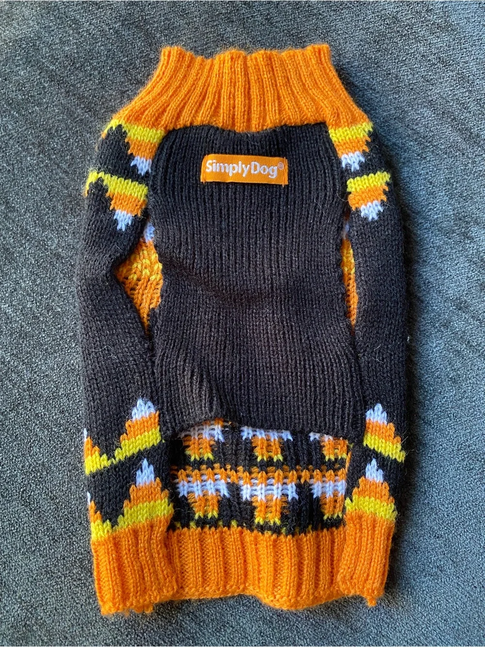 Halloween Pumpkin Knit Dog Sweater - Black and Orange